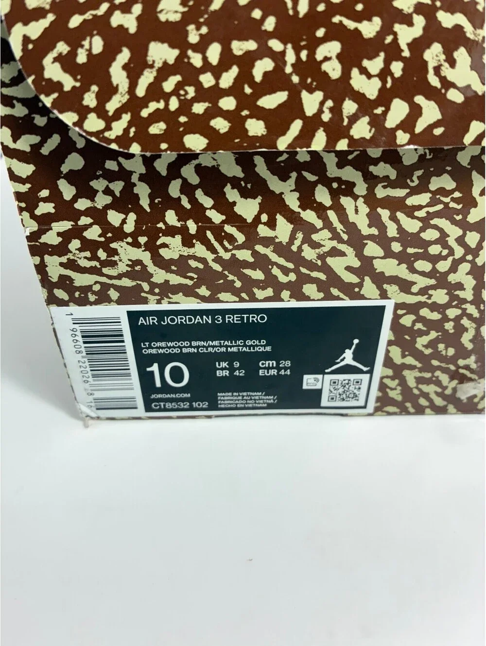 Size 10 - Nike Air Jordan 3 Retro Palomino Light Brown